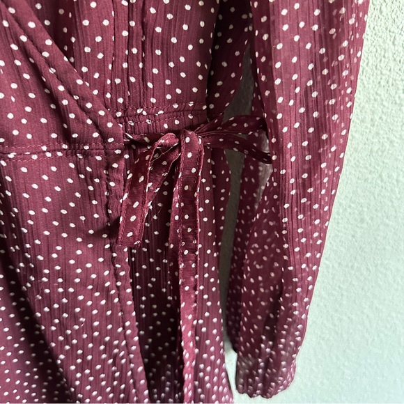 Abercrombie & Fitch Red Polka Dot Wrap Mini Dress Medium - Picture 4 of 12